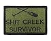 Shit Creek Survivor Tactical Funny Hook and Loop Fully Embroidered Morale Tags Patch (Green and Black)