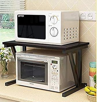 Indian Decor 36600 Mdf Space Saving 23 6inch Microwave Oven Stand And Counter Shelf Organizer Spicy Rack Toaster Kitchen Cabinet Black Amazon In Home Kitchen