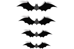 RALLEYFUN Halloween Bats Wall Décor 3D Bats Decoration DIY Scary Bat Stickers PVC Decal for Outdoor Indoor Home Yard Wall Window Party Supply (56 Pcs)