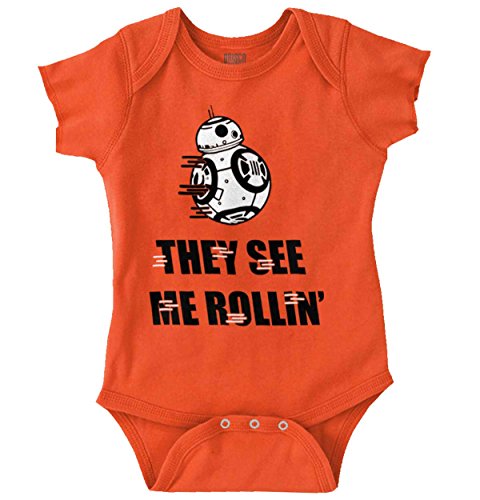 Brisco Brands They See me Rolling Star Force Droid Gift T Romper Bodysuit