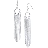 Vanbelle Sterling Silver Jewelry - Rhodium Plated with 925 Stamp - Chandelier Chain Tassel Earring - Lightweight Elegant handcrafted drop Earring for Women