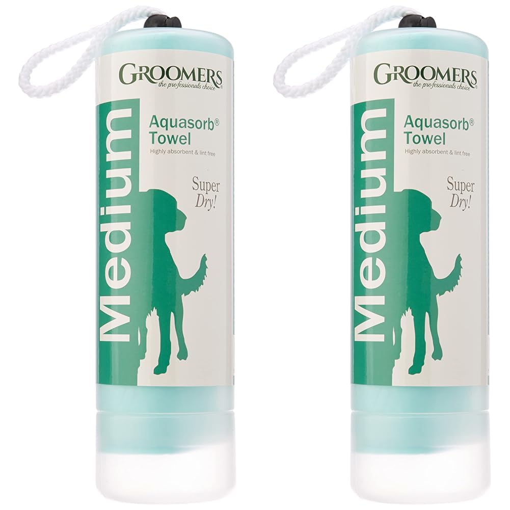 Groomers Medium Aquasorb Pet Towel | Microfibre Chamois Professional Dog Grooming Essentials | Super Absorbent Lint Free (Pack of 2)
