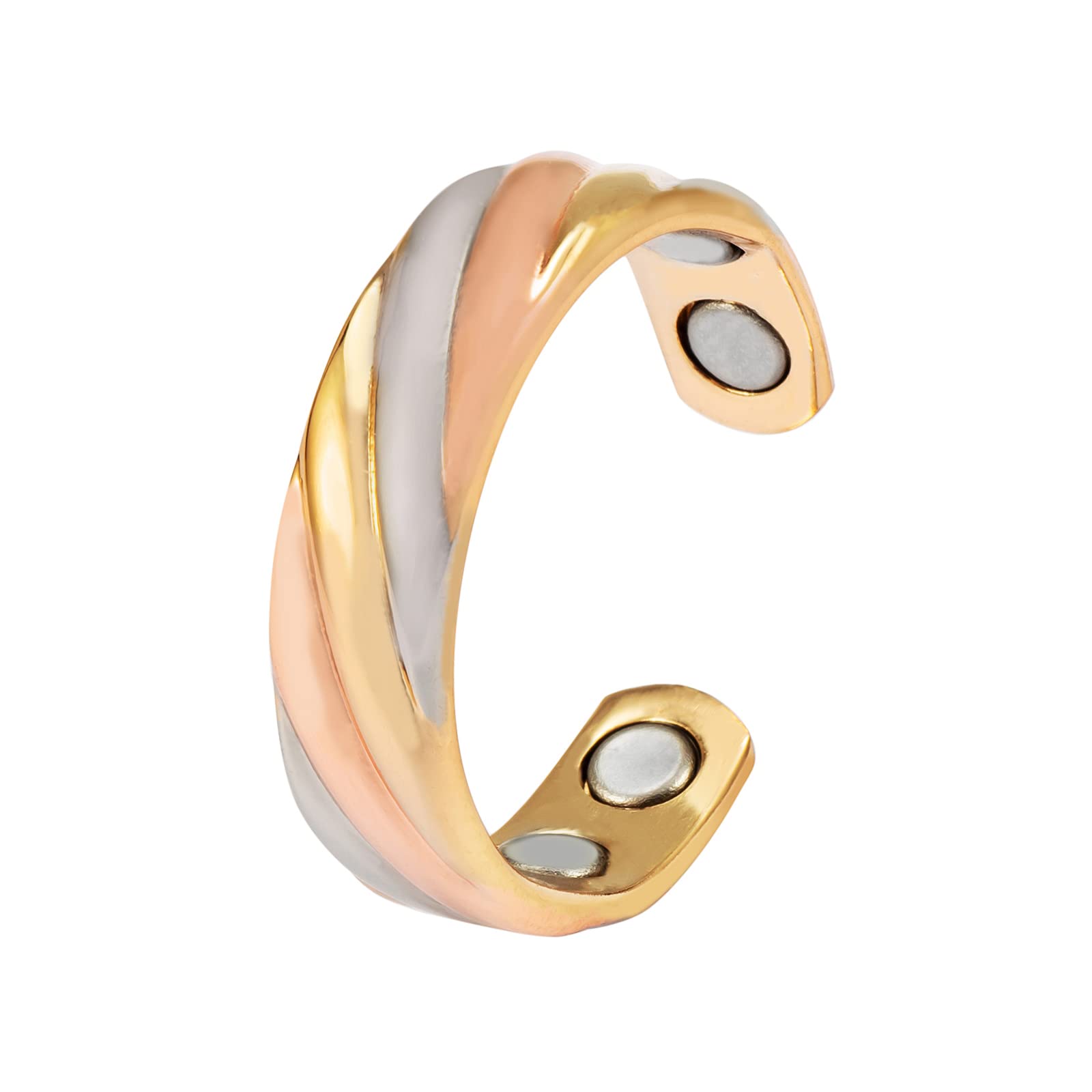 Fashion Ladies Ring 3 Color Gold Silver Rose Gold Copper Magnetic Ring Adjustable Size Female Magnet Jewelry Finger Wear