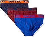 Diesel Men's Fresh and Bright 3-Pack Andre Cotton Stretch Brief, Royal Blue/Burgundy/Navy, Large