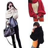 Leegoal Women Solid Scarf with Sleeves Crochet Knit Long Soft Wrap Shawl Scarves