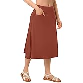 ANIVIVO Women's Skorts Knee Length, Modest Long Skort Athletic Sports Casual Skirt with High Waisted Pockets