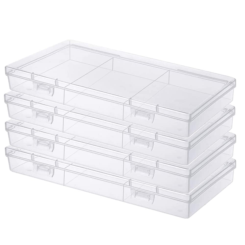 Gebildet Clear Rectangular Plastic Bead Storage Containers Box Case with lid for Pills, Herbs, Tiny Bead, Jewellery & Craft Items (4Pcs) — image 1