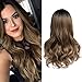 Quantum Love Wigs Ombre Wig Black Brown Blonde Middle Part Long Wavy Wig Heat Resistant Synthetic Daily Party Wig for Women