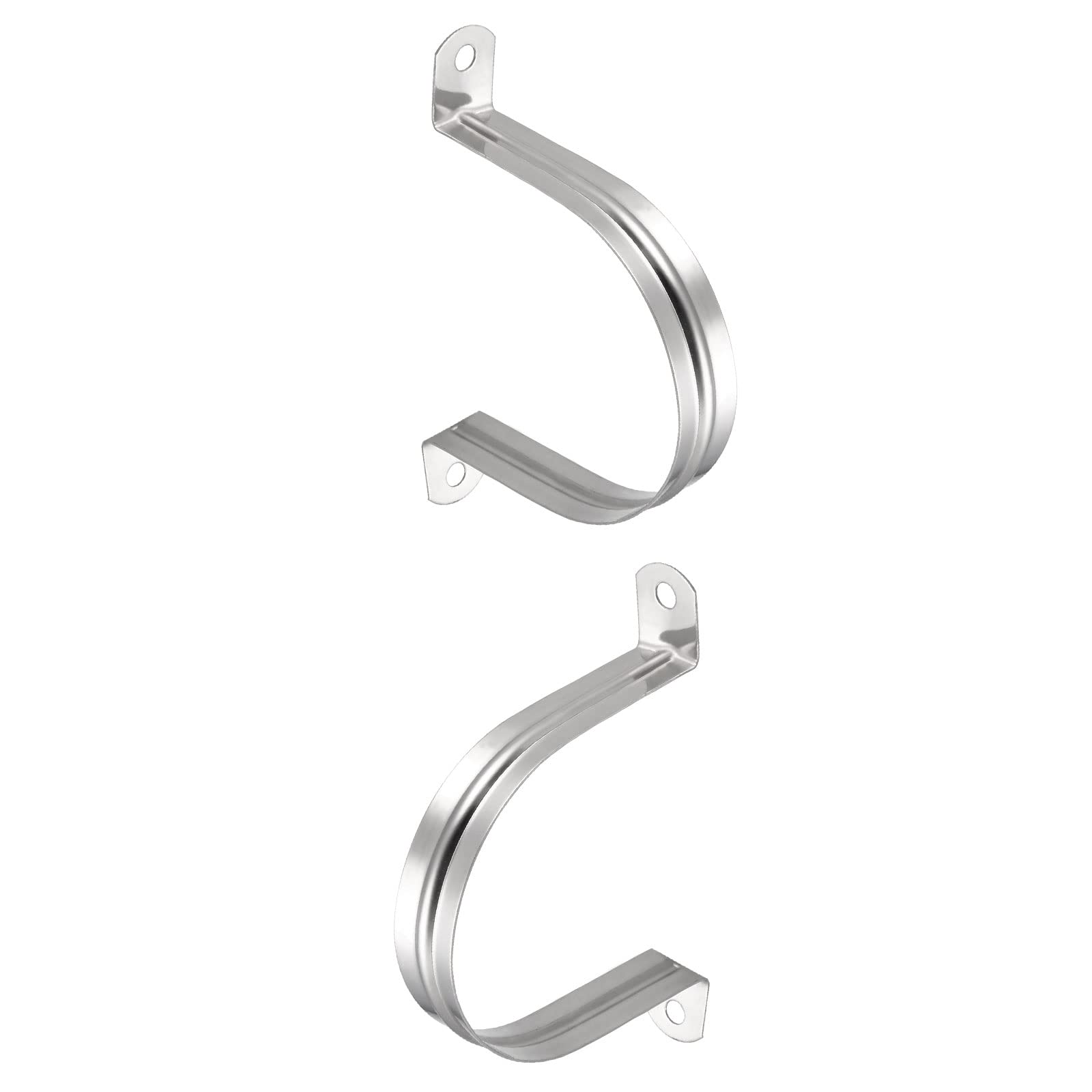 DTGN 125x18x80mm(LxWxH) Two Hole Strap - 2Pack - Good for Industrial 80mm Dia Pipe Fixing - 304 Stainless Steel Rigid Pipe Strap Clamp - Silver Tone