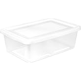 Sterilite Storage Box Stackable Tote, White, 12 Quart, 30 Pack | Clear Plastic Container with Secure Snapping Lids for Home and Office Organization