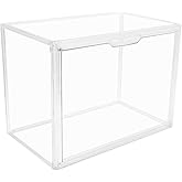 GUDEMAY Clear Stackable Plastic Storage Bins with Lid, Dustproof Acrylic Display Case for Collectibles, Large Figures Showcase, Shoe Storage Box, Closet Organizer for Book Cosmetic Purse (L, Count, 1)