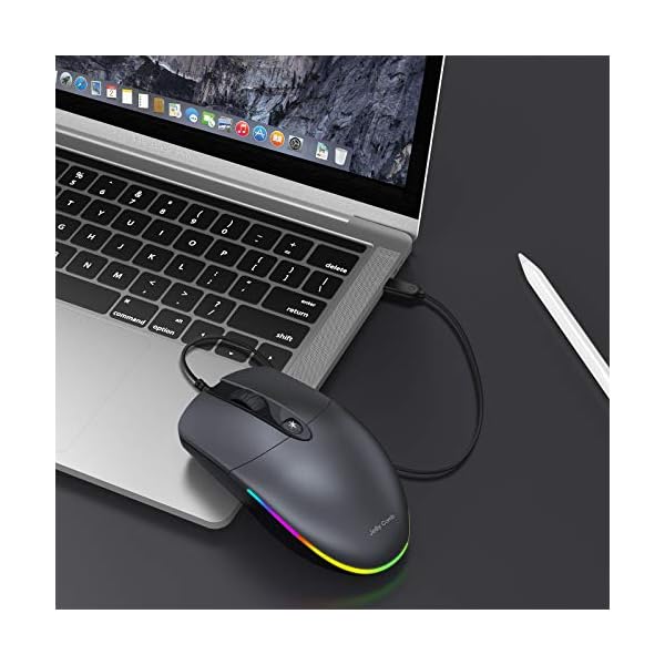 Wired-Mouse-Jelly-Comb-Optical-Gaming-Mice-with-Silent-Clicking-and-RGB-Backlight-for-PC-Computer-Laptop-1600-DPI-Black-and-Dark-Grey Wired Mouse, Jelly Comb Optical Gaming Mice with Silent Clicking and RGB Backlight for PC Computer Laptop, 1600 DPI…