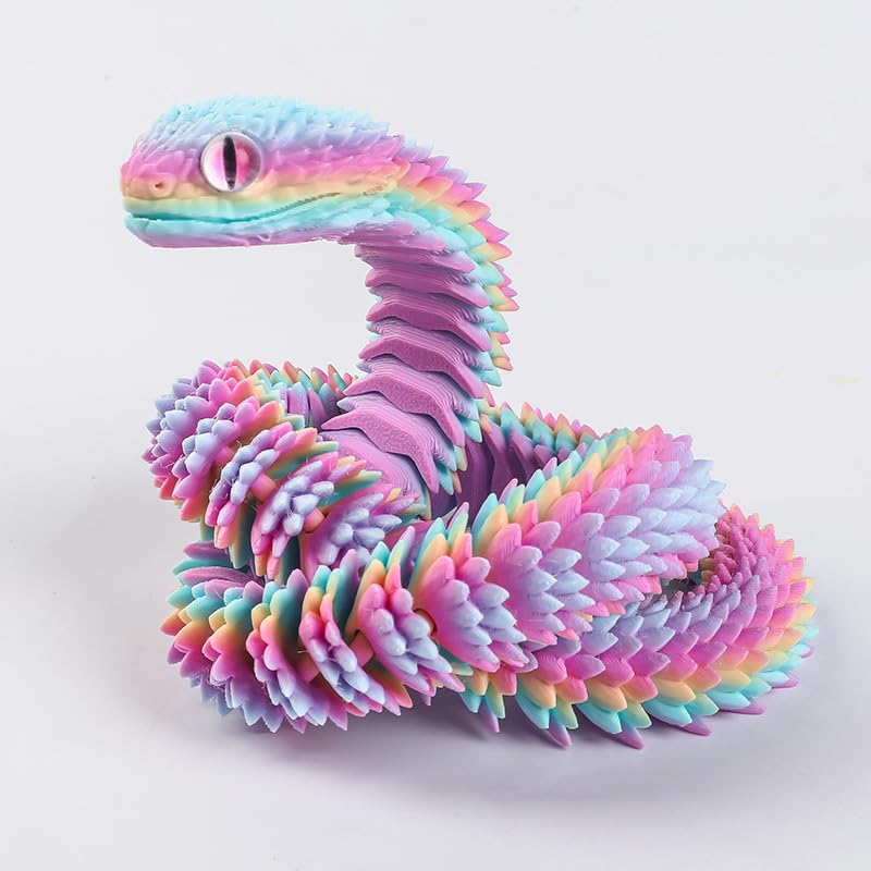 Photo 1 of *MINOR DAMAGE - USED*
Binvin 20.2 Inch 3D Printed Snake Toys,3D Printed Animals,3D Printed Toys,3-D Print Articulated Viper Collectible for Home Office Executive Desk Decoration (Rainbow)