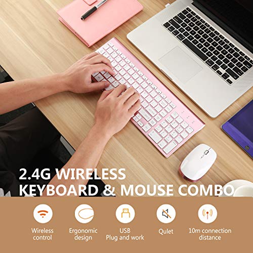 Wireless Keyboard and Mouse Set Compatible with MAC PC Laptop Windows Compact USB Full Size
