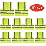 Cartman High Visibility Safety Vest Neon Yellow, ANSI/ISEA Standard, Size L, 10PK