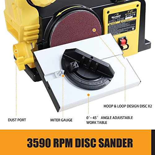 Woodskil 4.5A Belt Disc Sander 4 x 36 in. Belt & 6 in. Disc Sander with