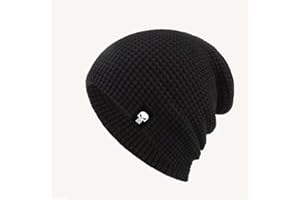 Skull Logo Beanie Hat, Warm Winter Beanie for Men & Women, Elastic Fit, Breathable, Perfect for Outdoor Sports & Casual Wear