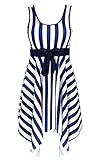 DANIFY Women's One Piece Swimsuit Sailor Striped Plus Size Swimwear Cover up Swimdress
