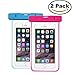 KingCool Clear Universal Waterproof Case 2 Pack Dry Bag Pouch Transparent Snowproof Dirtproof for iPhone,Samsung Galaxy and Other Smartphones up to 6 Inch(Blue+Rose)