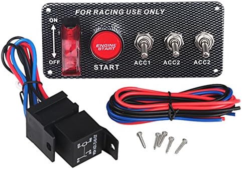 Pulusi Racing Car 12V LED Ignition Switch Panel Engine Start Push Button LED Toggle Boat Marine Truck Trailer On/Off Rocker 5 in 1