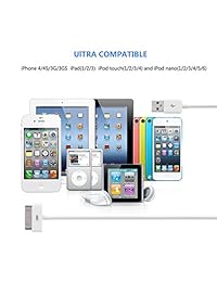 Aibocn MFi Certified 30Pin Sync Charging cable for iPod Classic iPod Nano iPod Touch iPhone 4S 4 iPad 3 2 1-4Feet 1.2 Meters