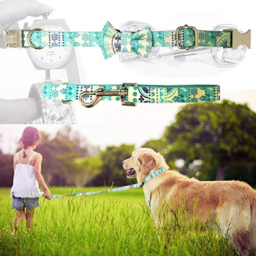 Darolin [Dog Collar +Dog Leash +Detachable Bowtie]-[Pet Fashion Set]-S-Mayan Blue - Thumbnail 6