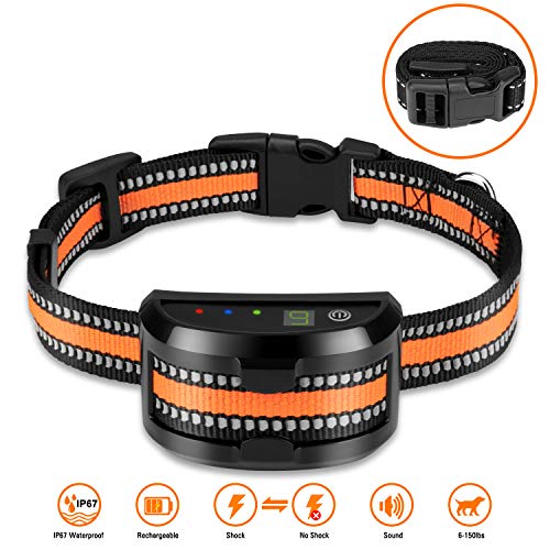 Bark Collar for Small Medium Large Dog Barking Collar with Beep Vibration and No Harm Shock Bark Collar with 7 Adjustable Sensitivity Rechargeable/Waterproof/Reflective Anti Barking Collar