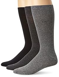 Calvin Klein Calcetines de algodón peinado de punto plano para hombre (paquete de 3)