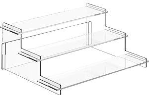 MCHERRY 3 Tier Acrylic trapezoidal Display Stand, 9-in Clear Acrylic Display Shelf,Perfume Nail Polish Organiser Object, Step