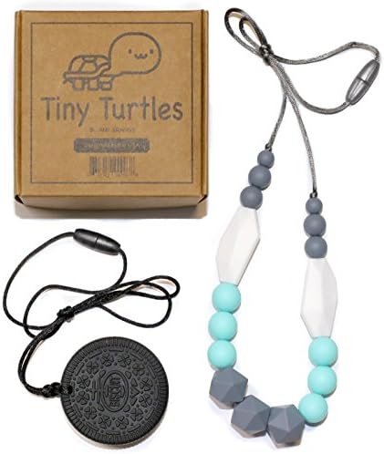 Baby Teething Necklace For Mom, PLUS Bonus Teething Cookie Made From 100% BPA Free Silicone