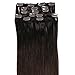 Grammy 20 Inch 7pcs Remy Clips in Human Hair Extensions 02 Dark Brown 70g with Clips for Highlight