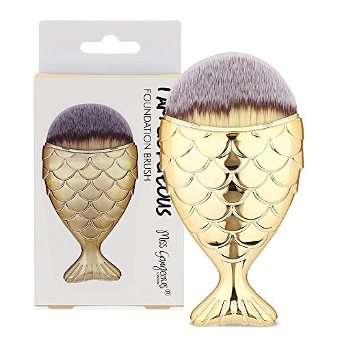 Miss Gorgeous Mermaid Fish Scale Multifunction Makeup Brush Foundation Powder Brush with a Protective Cap (Gold)