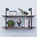 Industrial Pipe Shelving Wall Mounted,36in Rustic Metal Floating Shelves,Steampunk Real Wood Book Shelves,Wall Shelf Unit Bookshelf Hanging Wall Shelves,Farmhouse Kitchen Bar Shelving(2 Tier)
