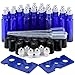 Glass Roller Bottles, 24 Pack 10 ml Cobalt Blue Essential Oil Roller Bottles with Stainless Steel Roller Balls (3 Dropper, 6 Extra Roller Balls, 2 Bottle Opener) primary