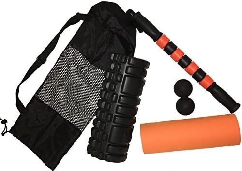 High Density Foam Roller Kit+Muscle Roller Stick+Peanut Double Massage Ball+Self Massage Mobility Bundle