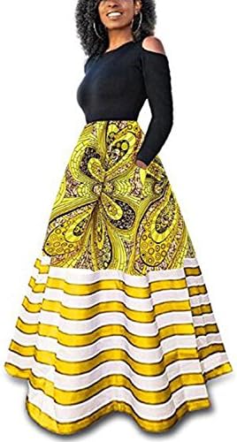 Novias Women Glamorous High Waist Beach Geometric Print Skirt Maxi Skirt Long Skirt
