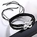 2Pcs 8 infinity Couple Braided Leather Luck Bracelet Handcrafted Stainless Steel Infinity Friendship Rope Bracelet Set Adjustable for Women Girl (black without card)