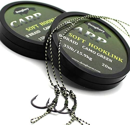 OSAYES 20M Carp Fishing Line Soft Hook Link Carp Hooklink Uncoated Braid Line for Hair Rig Carp Coarse Fishing Tackle 15-35 Lbs