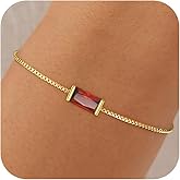 Fezodo Birthstone Gold Bracelets for Women Girls Non Tarnish - Trendy Dainty 14K Gold Plated Bracelet Friendship CZ Bracelets Anniversary Birthday Gifts for Mom Girlfriend