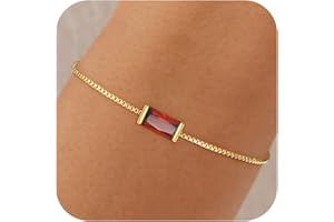 Fezodo Birthstone Gold Bracelets for Women Girls Non Tarnish - Trendy Dainty 14K Gold Plated Bracelet Friendship CZ Bracelets Anniversary Birthday Gifts for Mom Girlfriend