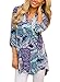 Chase Secret Womens Floral Printed V Neck Loose Caual Cuffed 3 4 Sleeve Blouses X-Large Purple