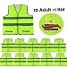 CIMC Yellow Reflective High Visibility Safety Vest with Pockets,10 Pack,Bright Construction Vest with Sliver Strip,Made from Breathable Neon Yellow Mesh,Hi Vis vest Working outdoor (neon yellow)