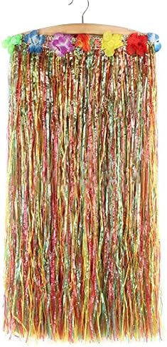 Gloa 60/80cm Hawaiian Hula Grass Flower Party Dress Skirt Beach Dance Adult Costume - Yellow 80cm