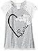 BTween Girls' Little Short Sleeve Top with Lace Sleeves and Love Screen