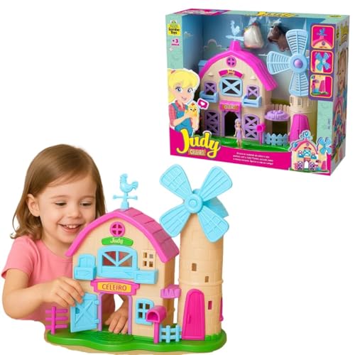 Brinquedo Menina 3 anos Fazendinha Celeiro Infantil com Boneca e Bichinhos Fazenda com Catavento e Portas Interativas Brinquedo Educativo +3 Anos