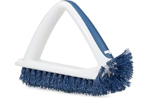 Unger 2-in-1 Grout and Corner Scrubber Brush Tool, Crevice Bathroom Cleaning Supplies for Showers, Door Tracks, Tile, and Bathtubs, Household 360-Degree Scrubbing Power
