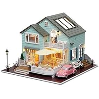 Rylai 3D Puzzles Miniature Dollhouse DIY Kit w/ Light Queenstown Holidays Series Dolls Houses Accessories with Furniture LED Music Box Best Birthday Gift