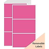STARLIBOO Removable Colored Labels Stickers, 3X5 Inch Removable Large Label Stickers for Moving Boxes and Storage Bins- Waterproof- Tear Resistant (Rose Pink)