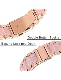 Reloj Galaxy de 1.654 in de oro rosa para mujer, correa de acero inoxidable TRUMiRR de 0.787 in y correa de resina de liberación rápida para Samsung Galaxy Watch de 1.654 in (SM R810 R815), Gear S2 Classic