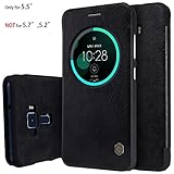Asus Zenfone 3 (5.5” ZE552KL) Flip Case, Nillkin Qin Series Smart Sleep PU Leather Slim Thin Flip Cover Phone Case Shockproof Hard Drop Protection Anti-Scratch Anti-Fingerprint Case (Qin Black)